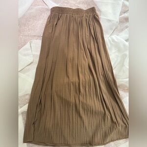 Light Brown Pleated Maxi Skirt